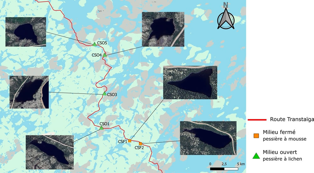 Figure 2 : Localisation des lacs échantillonnés.